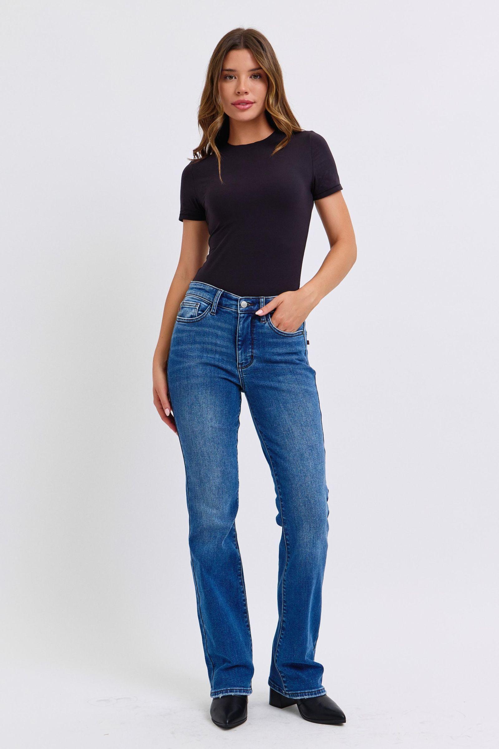 Rylee Mid-Rise Bootcut Judy Blue Jeans with Thermal Lining - ONLINE EXCLUSIVE! Product Image