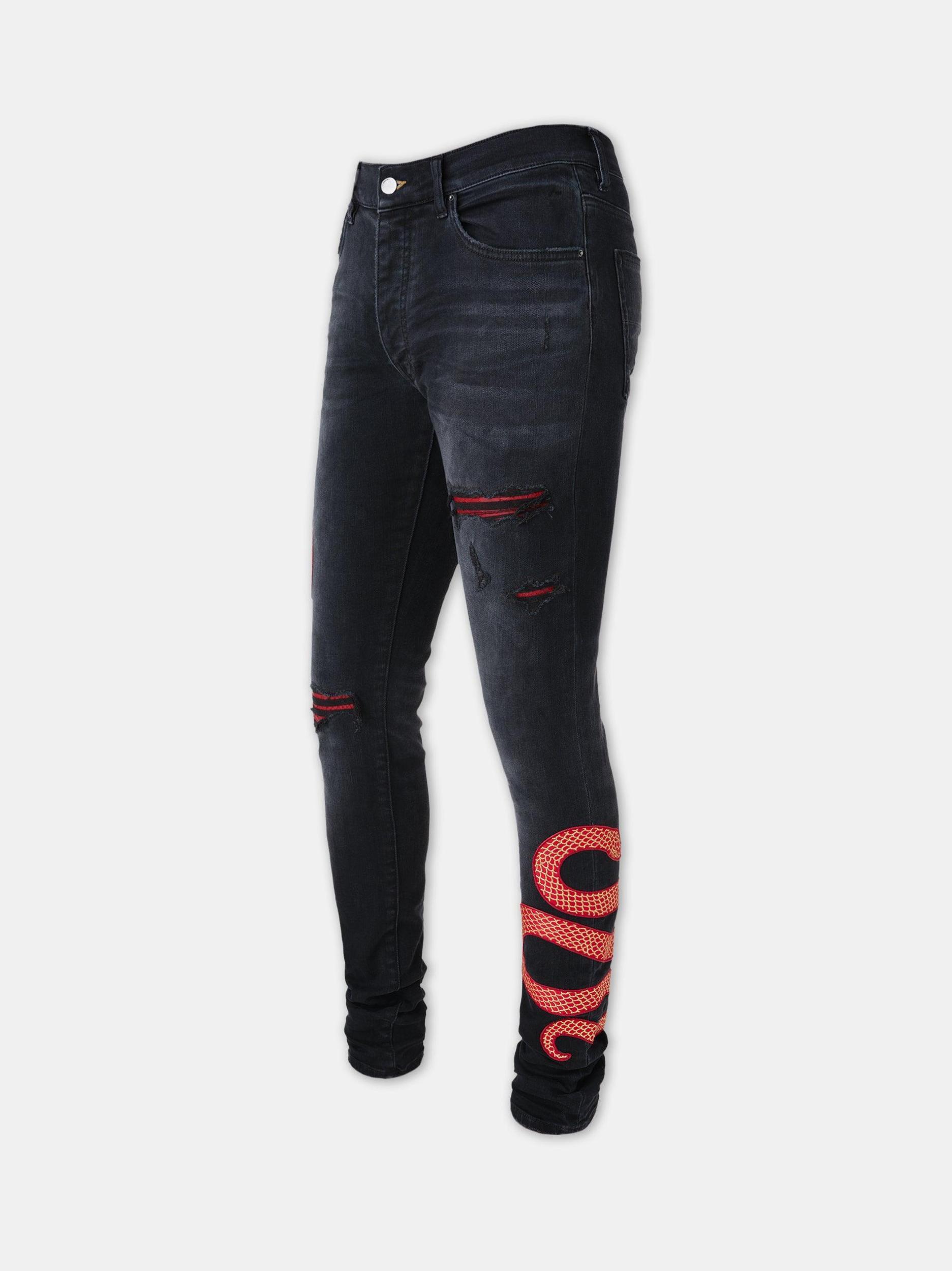 AMIRI SNAKE SKINNY JEAN - Vintage Black Male Product Image