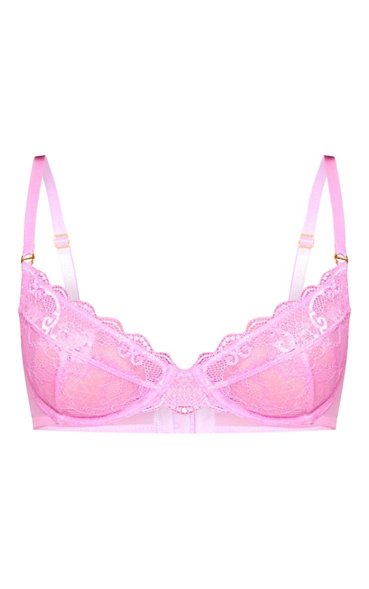 Fuchsia Floral Lace Underwired Cup Size Bra Product Image