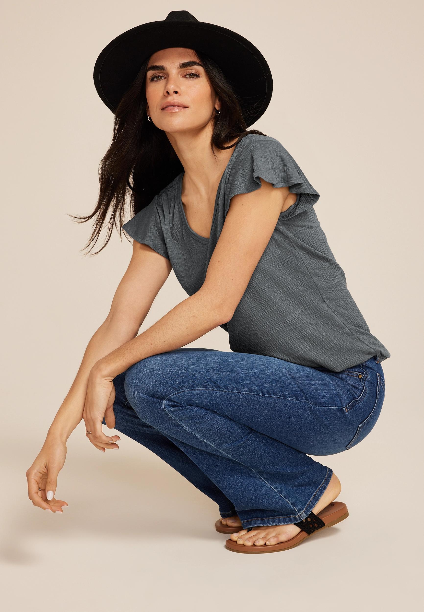 Textured Flutter Sleeve Tee Product Image