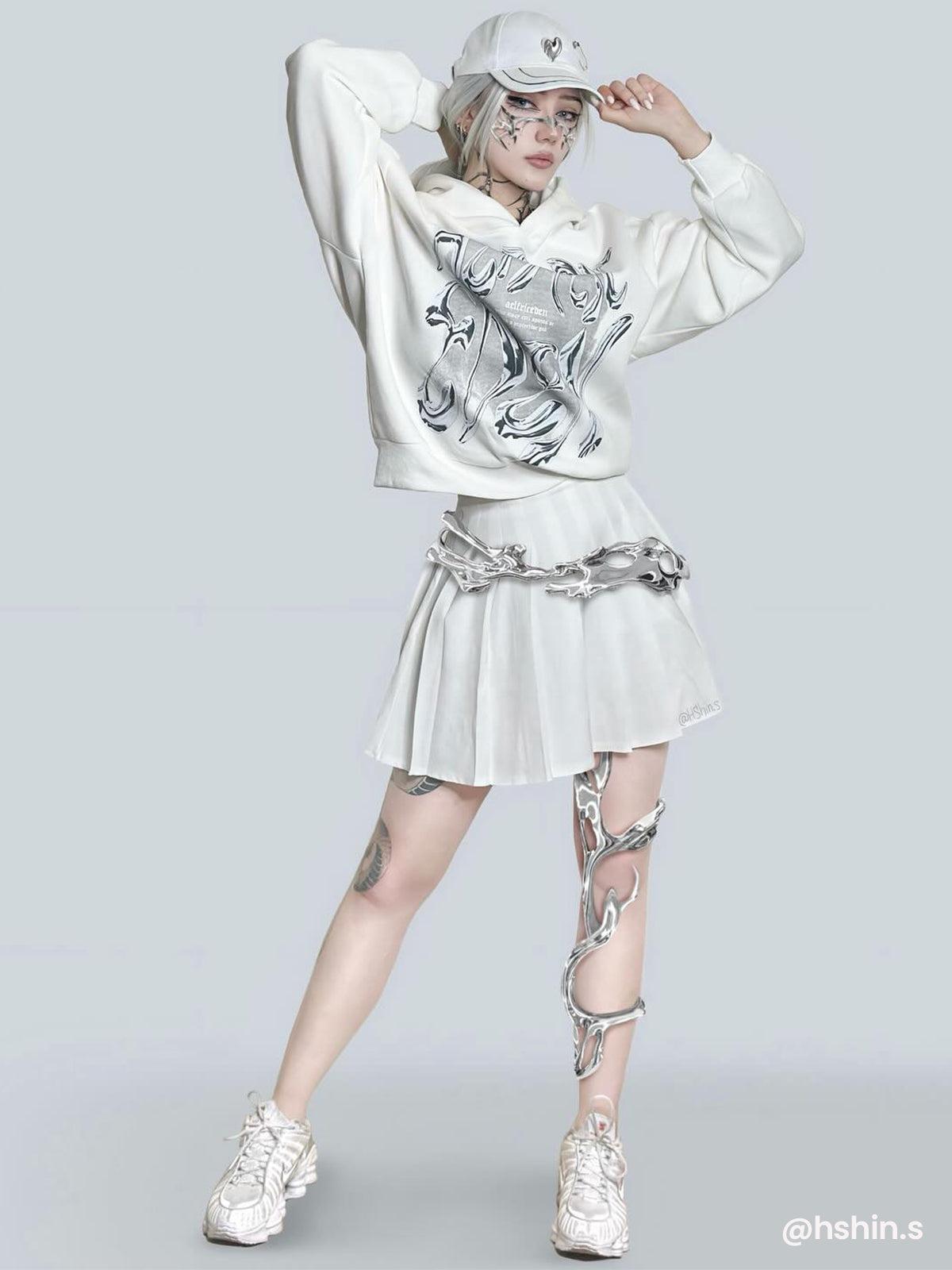 Aelfric Eden Futuristic Liquid Metal Design Hoodie Product Image