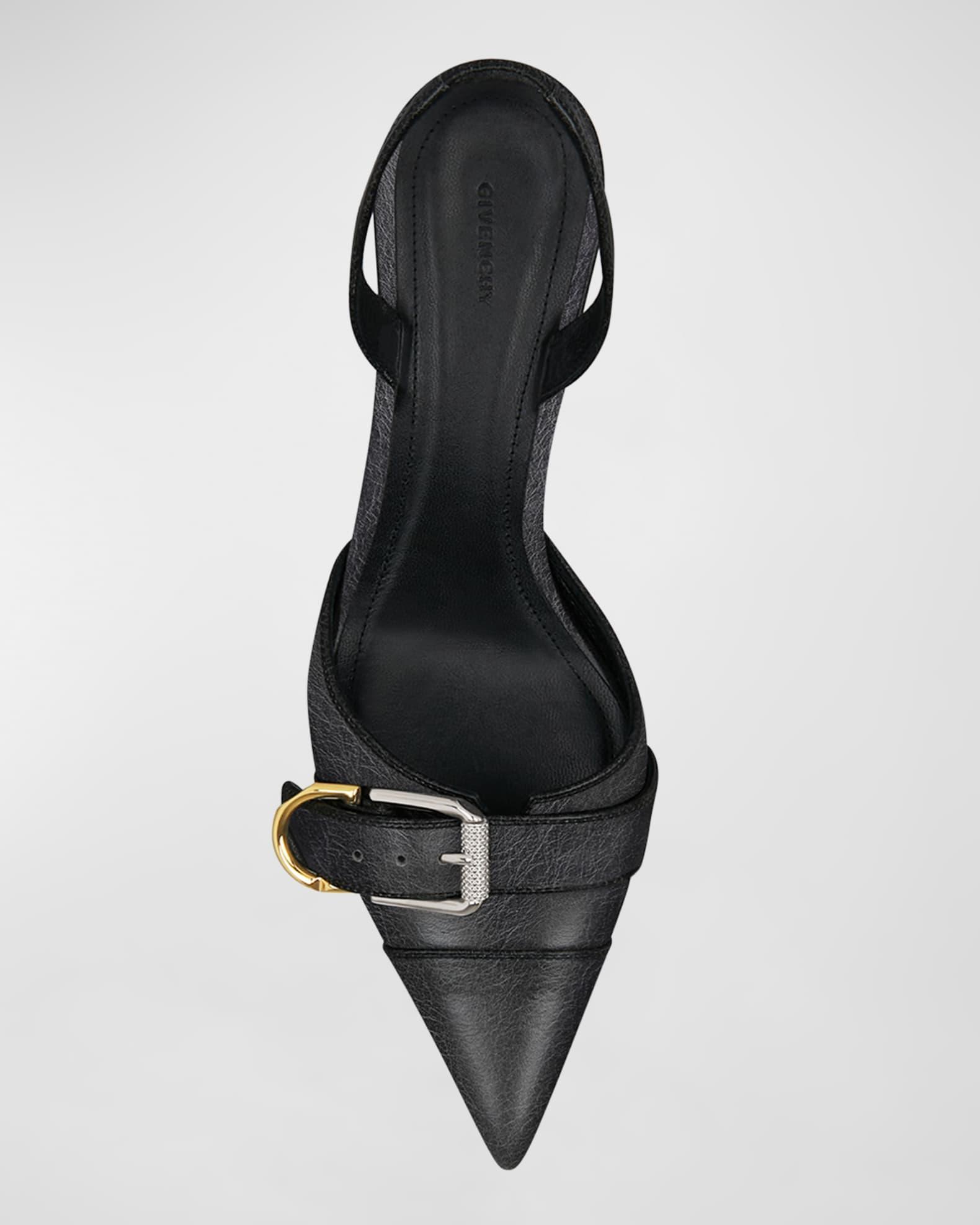 Voyou Leather Buckle Slingback Pumps Product Image