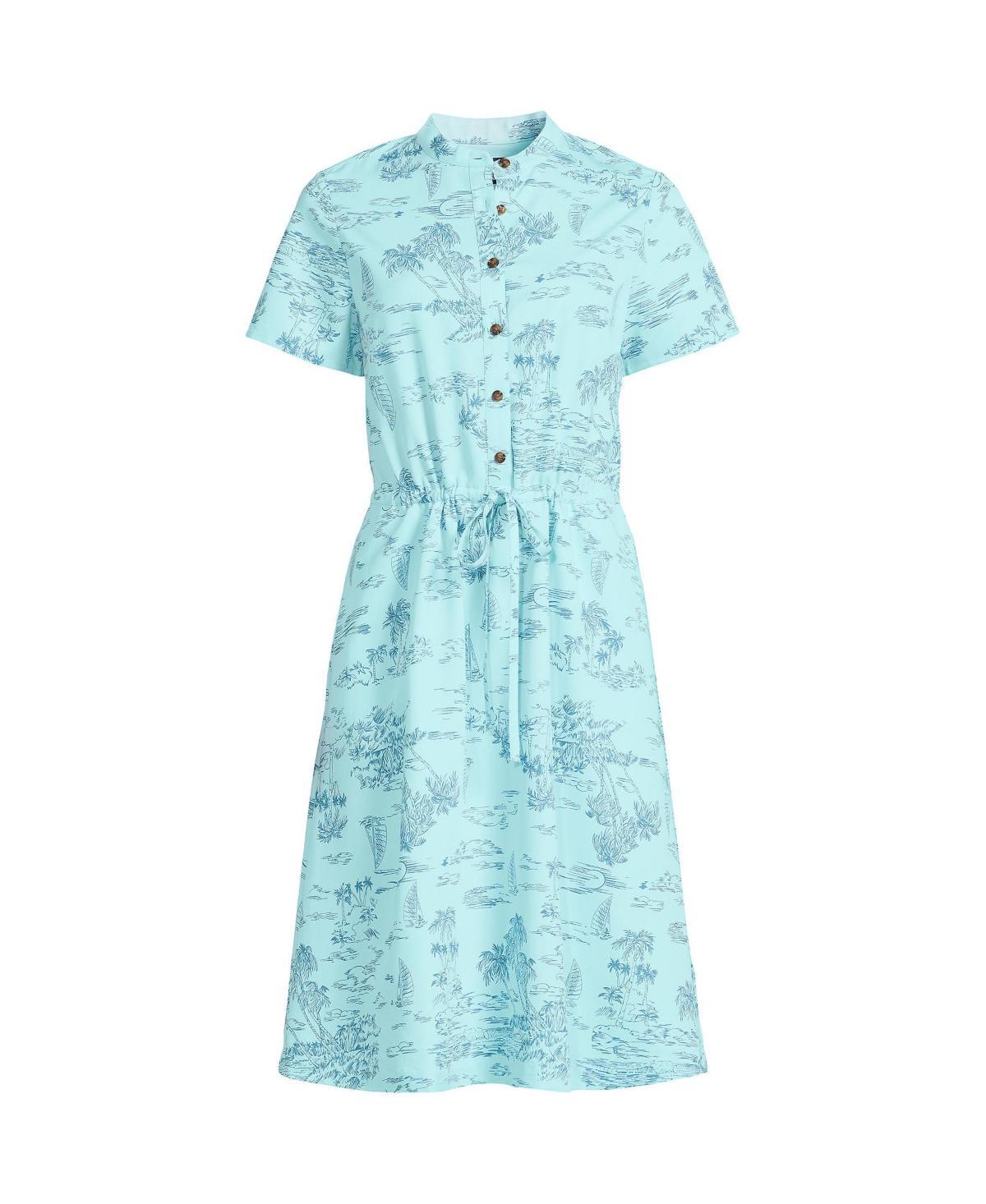 Women's Lands' End Button Front Shirtdress, Size: XL, Lily Medallion Tile Product Image