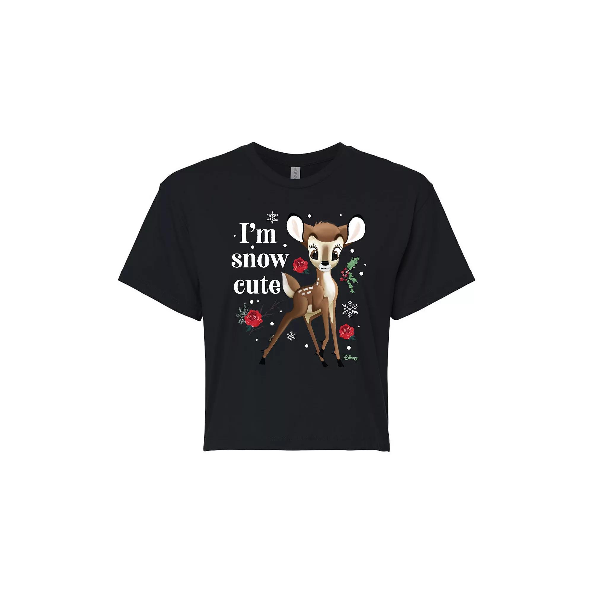 Disneys Bambi Womens Im Snow Cute Cropped Tee, Girls Product Image