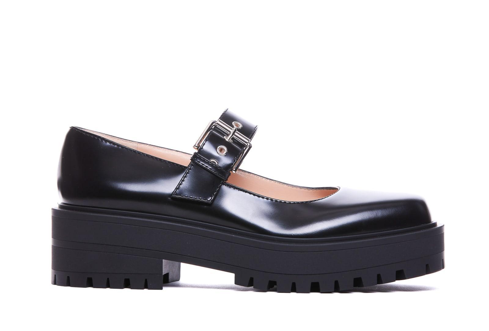 GIANVITO ROSSI Buckle-fastening Leather Loafers In Black Product Image
