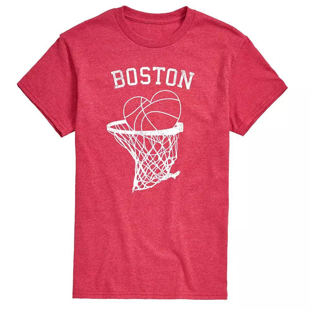 Mens Basketball Heart Boston Graphic Tee Grey Red Product Image