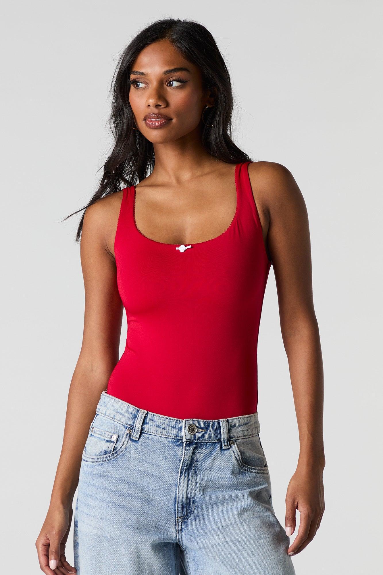 Contour Lace Rosette Trim Scoop Neck Bodysuit Female Product Image