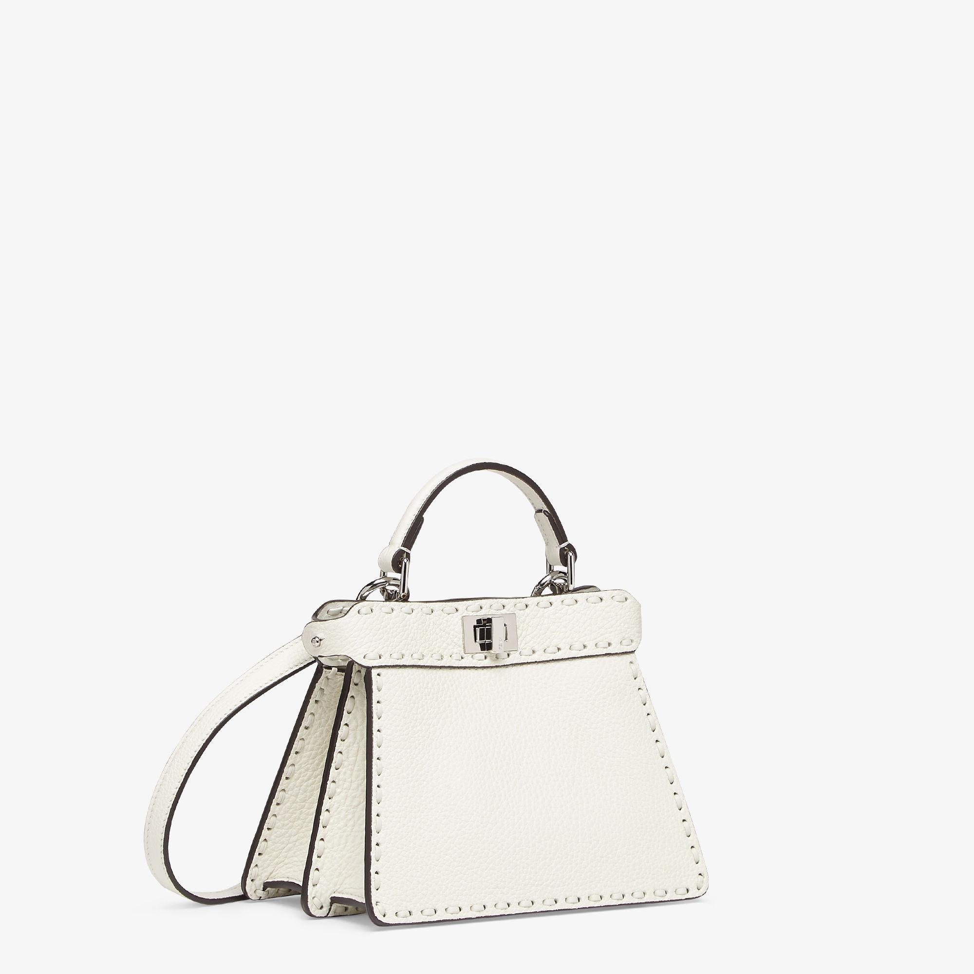 Peekaboo ISeeU PetiteWhite Selleria bag with 306 hand-sewn topstitches Product Image