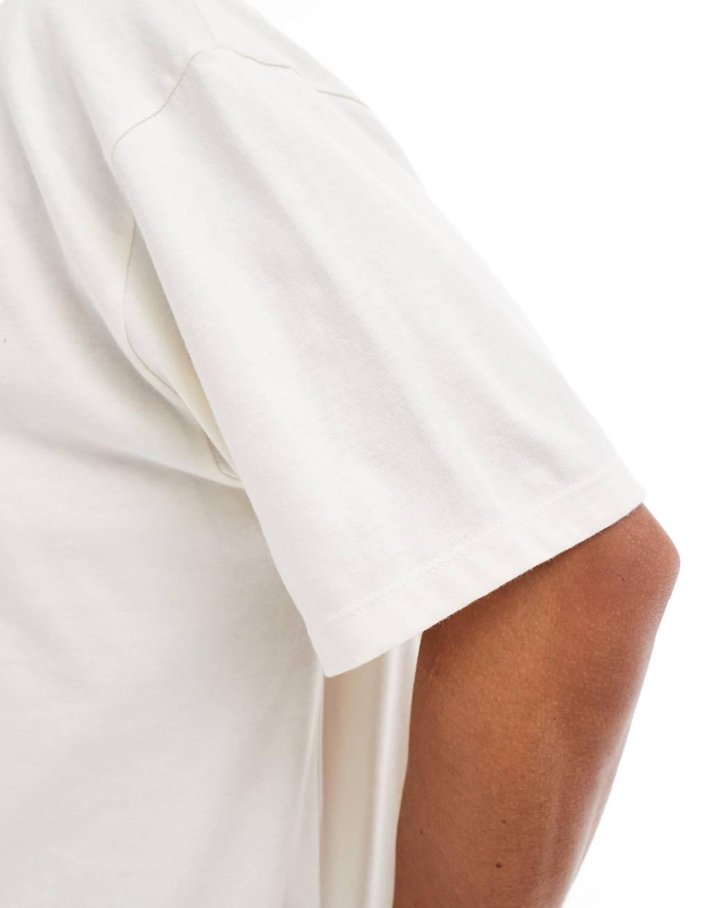 ASOS DESIGN essential 2 pack oversized T-shirts in cream and charcoal Product Image
