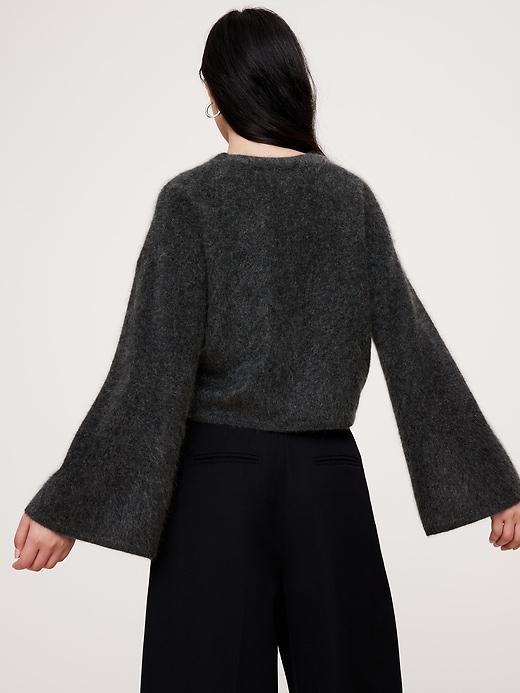 Brushed Cashmere Flare-Sleeve Cardigan Product Image