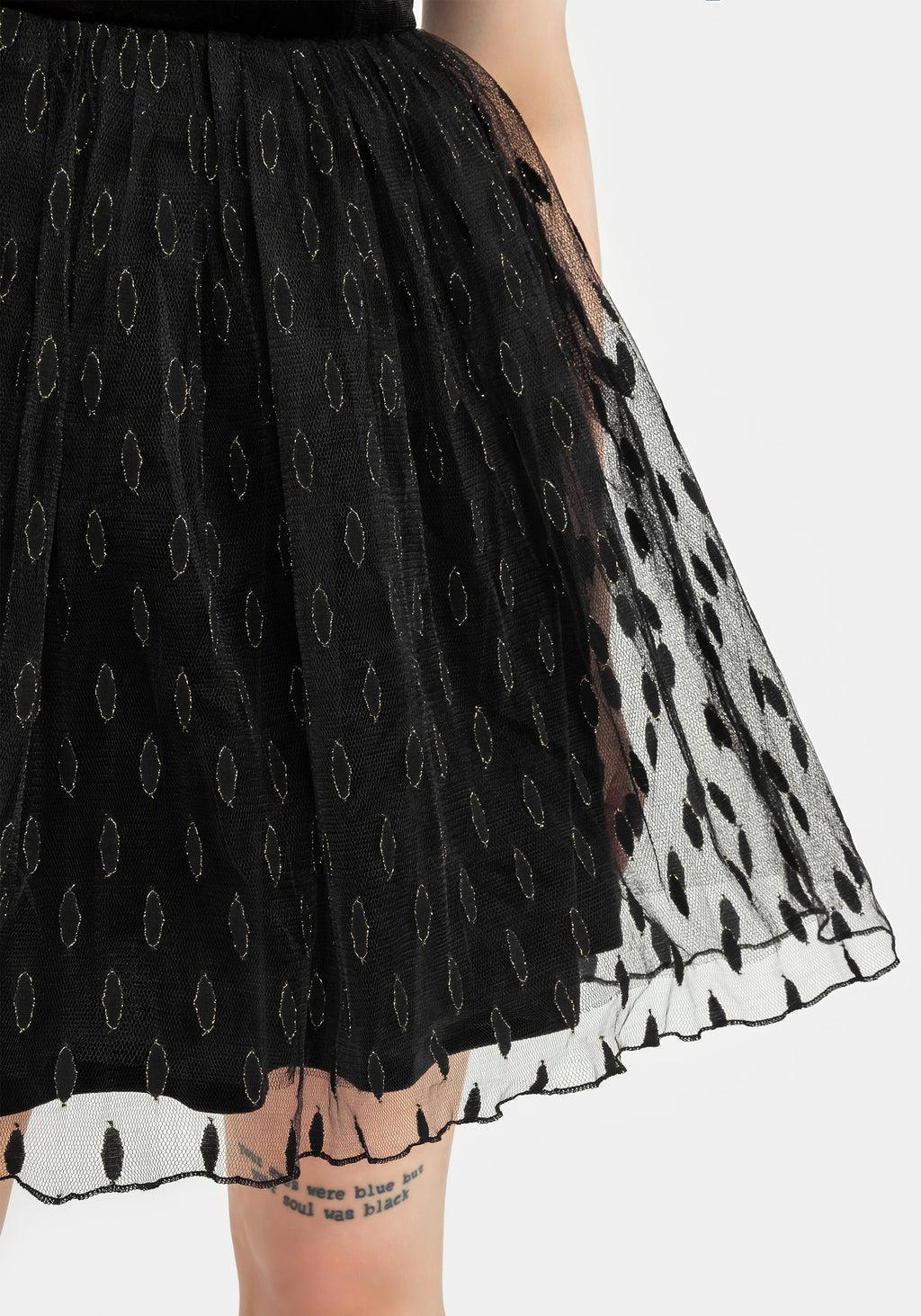Ellipse Embroidered Tulle Puff Mini Dress Product Image