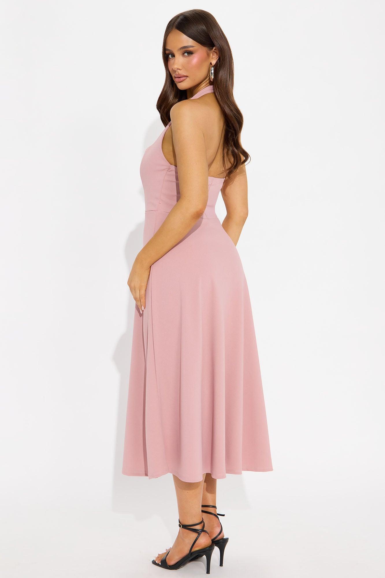 Alena Halter Midi Dress - Mauve Product Image