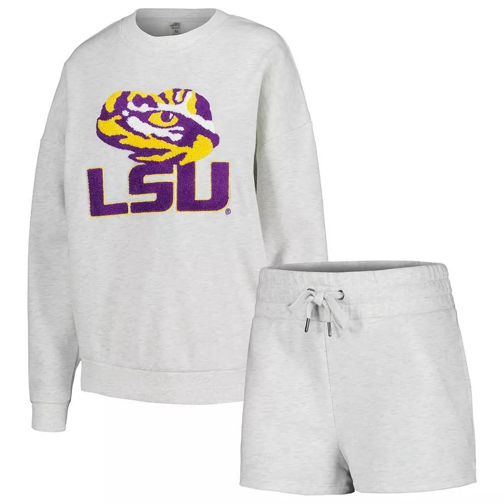 Women's Gameday Couture Ash LSU Tigers Team Effort Pullover Sweatshirt & Shorts Sleep Set, Size: XL, Black Product Image