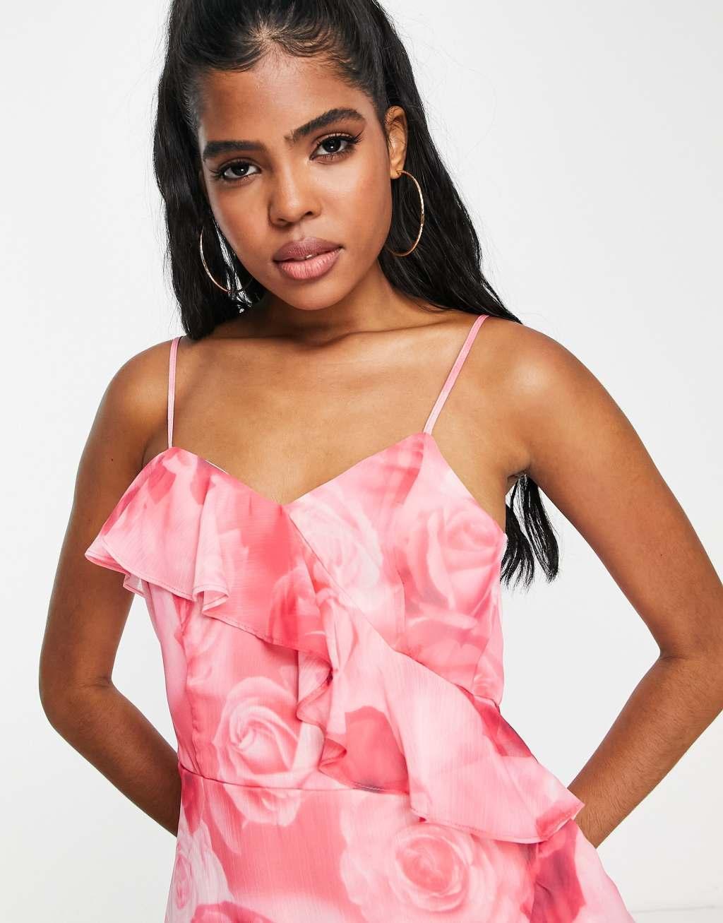 Miss Selfridge chiffon asymmetrical hem mini dress Product Image