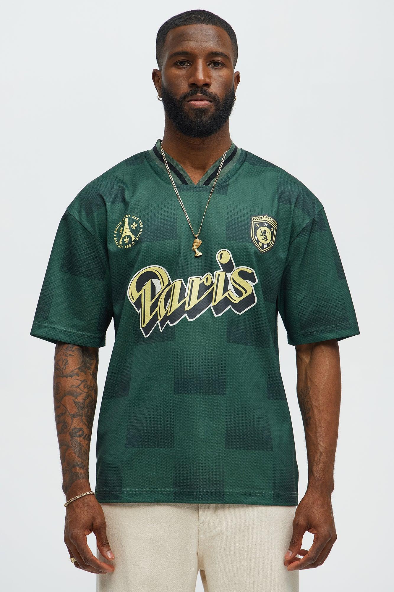 Checkered Paris Short Sleeve Soccer Jersey - Green/combo Male Product Image