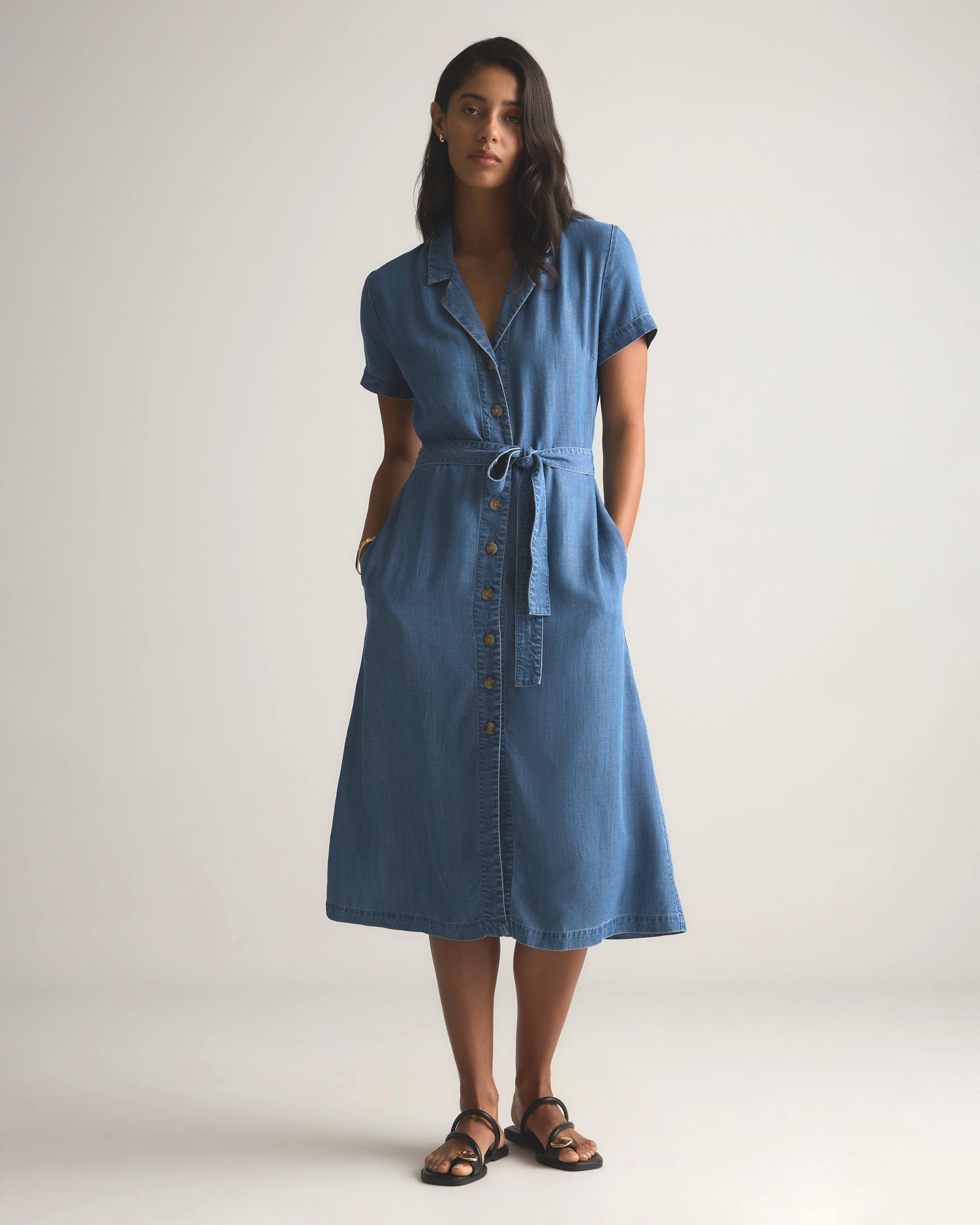 Quince | Women's Chambray Tencel Button Front Dress Product Image