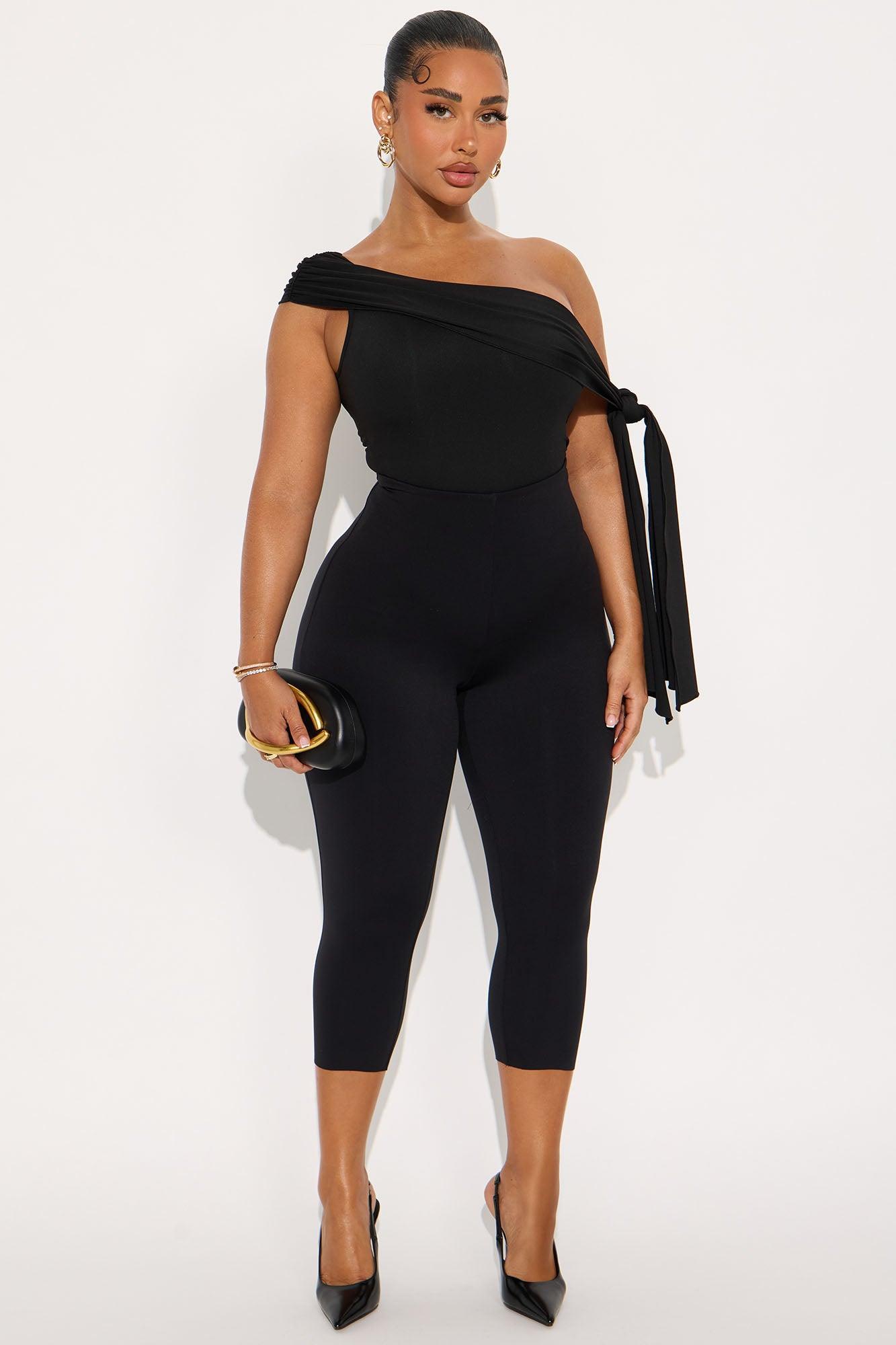 Refined Class Ruched Off Shoulder Bodysuit - Black Product Image