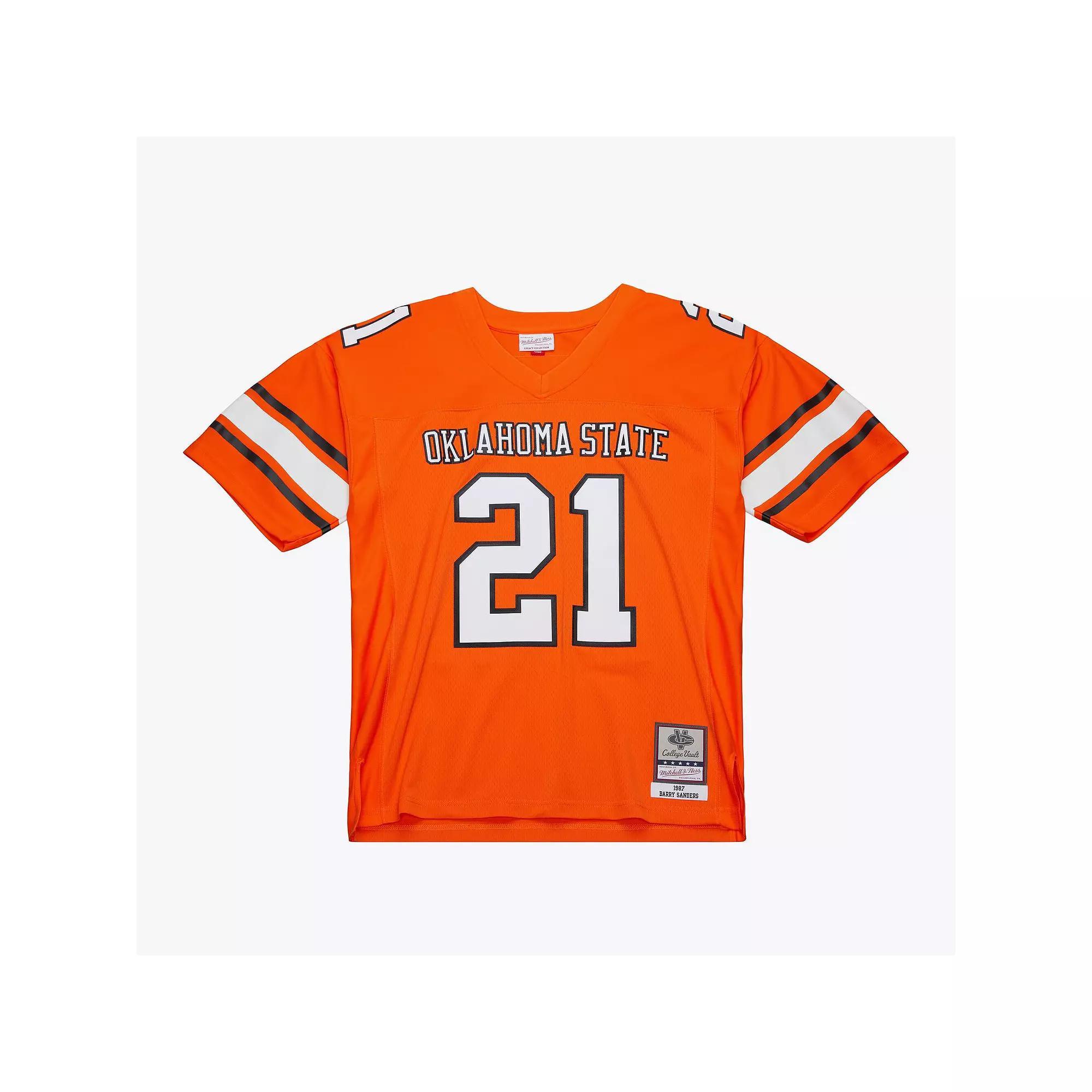 Men's Mitchell & Ness Barry Sanders Orange Oklahoma State Cowboys 1987 Replica Jersey, Size: 2XL Product Image