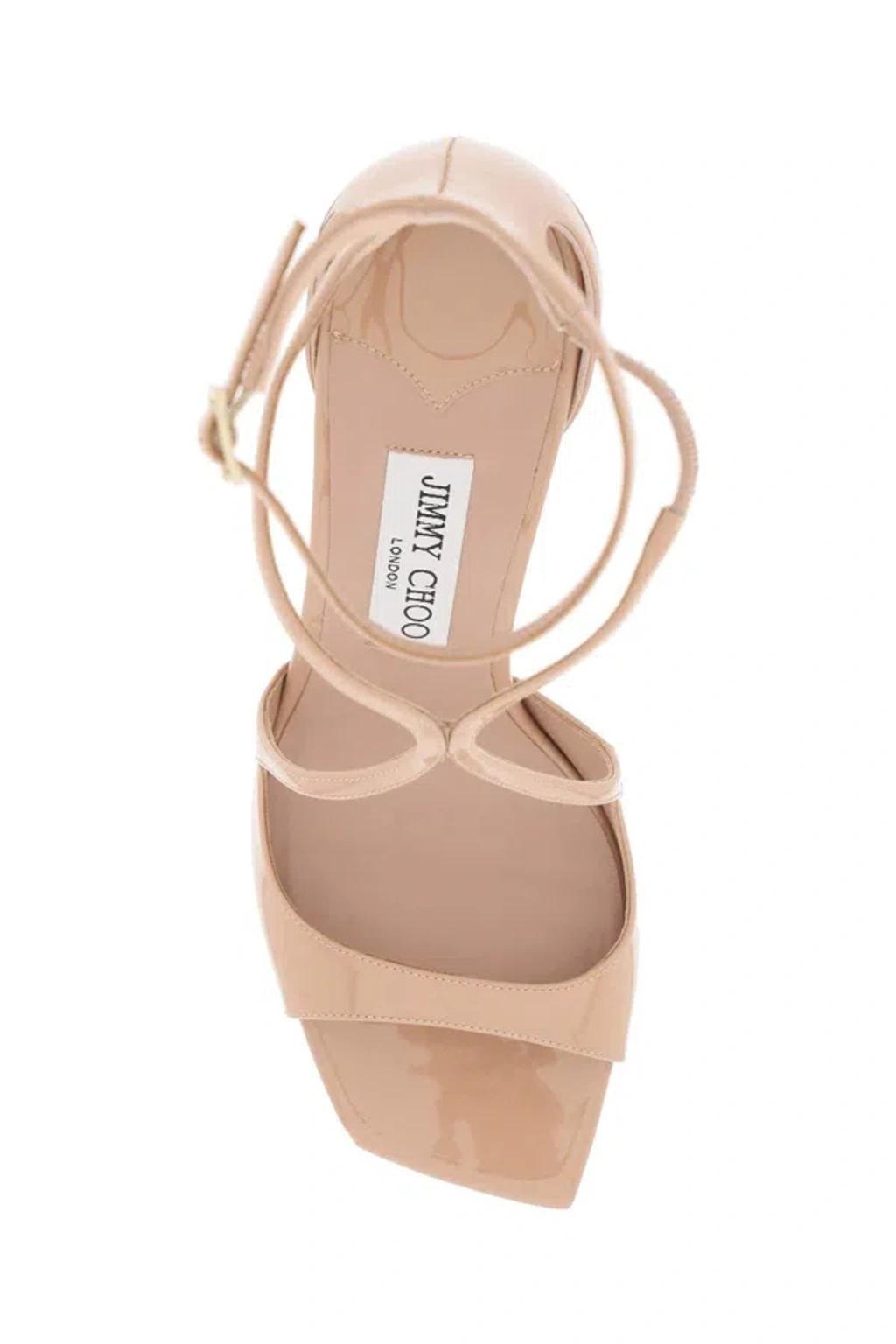 JIMMY CHOO Azia 75 Sandals In Pastel Pink Patent Leather In Neutro Product Image