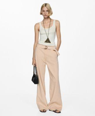 Mango Womens Belt Flowy Pants Product Image