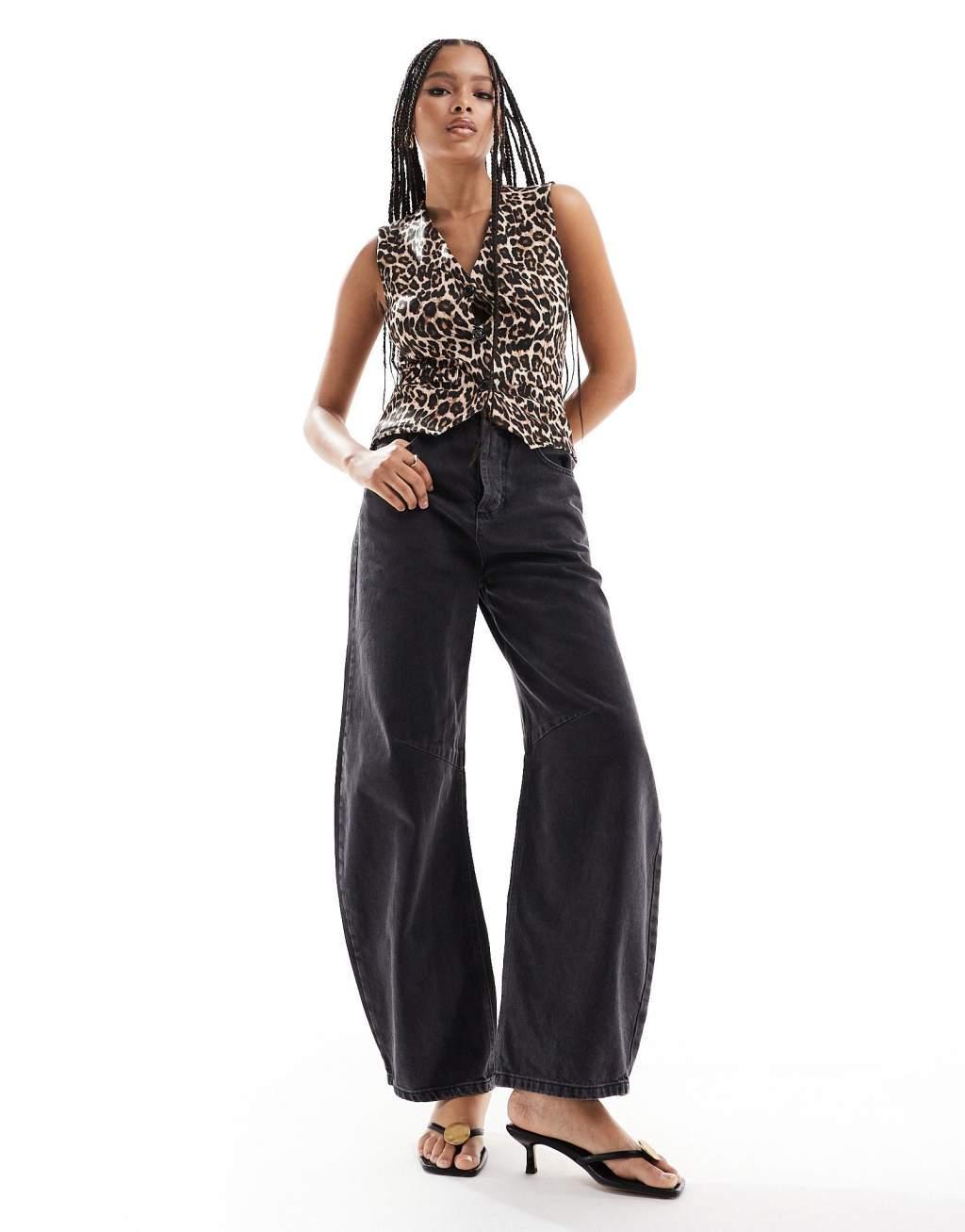 ASOS DESIGN jersey vest in leopard print Product Image