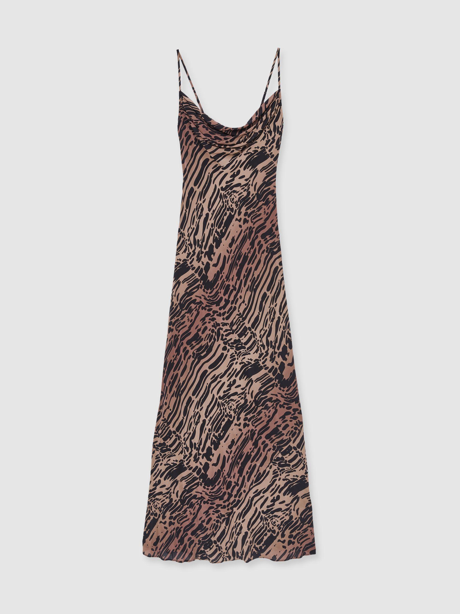 Chiffon Animal Print Maxi Slip Dress in Multi Product Image