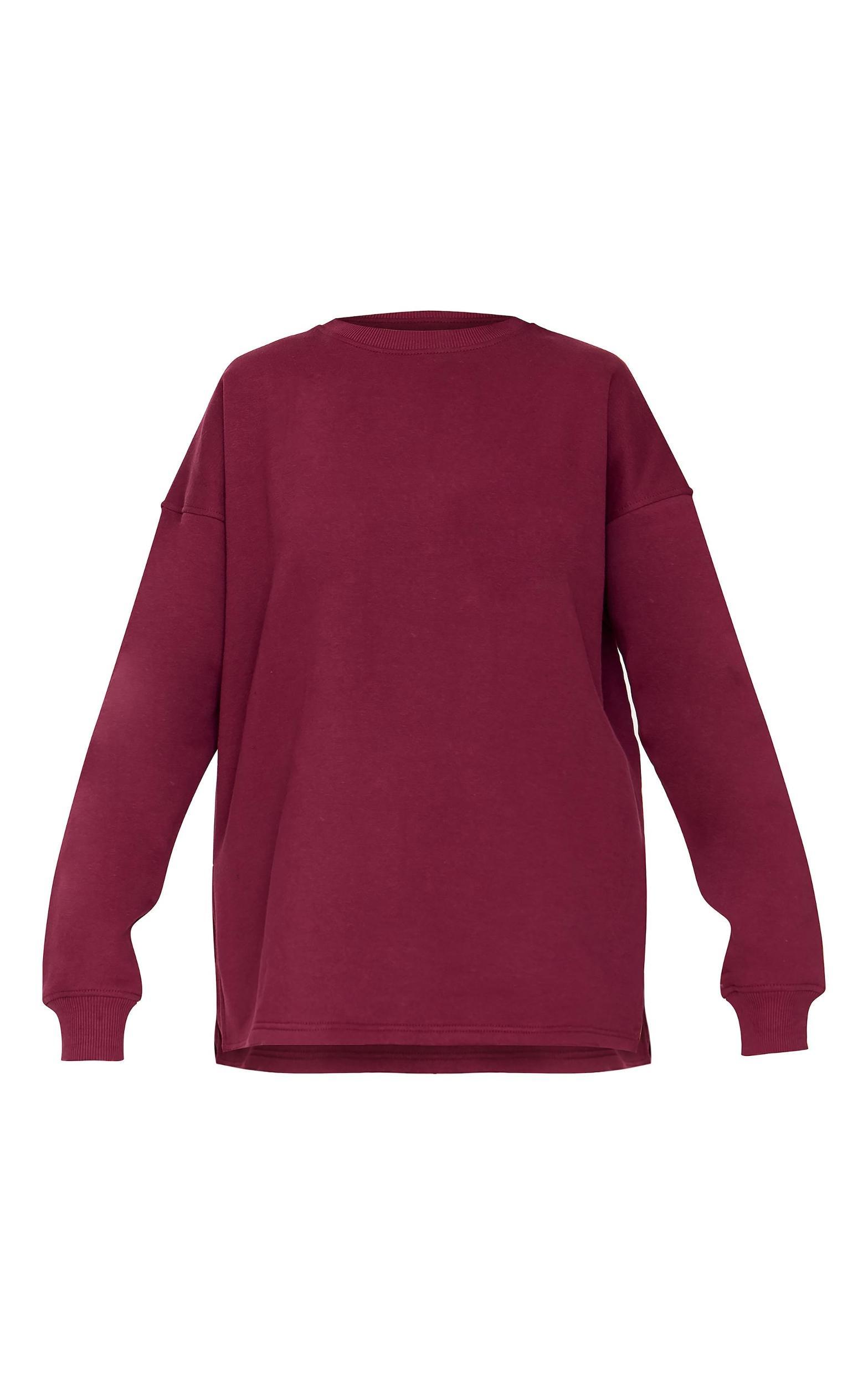 Burgundy Shirred Waist Seam Front Wide Leg Sweatpants Product Image