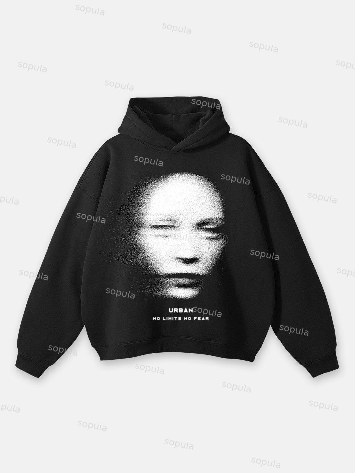 Sopula Jesus Retro Fade Portrait Graphic Hoodie Product Image