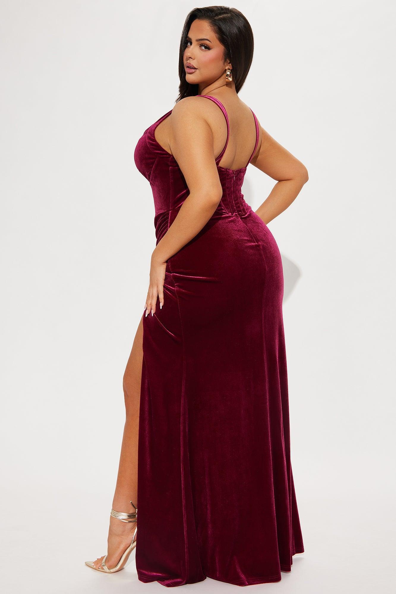 Coraline Velvet Gown - Wine Product Image
