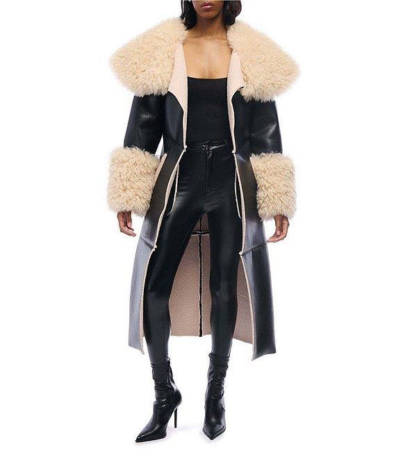 Azalea Wang Fluffy Oversized Neck Faux Fur Trim Snap Front Trench Jacket Product Image