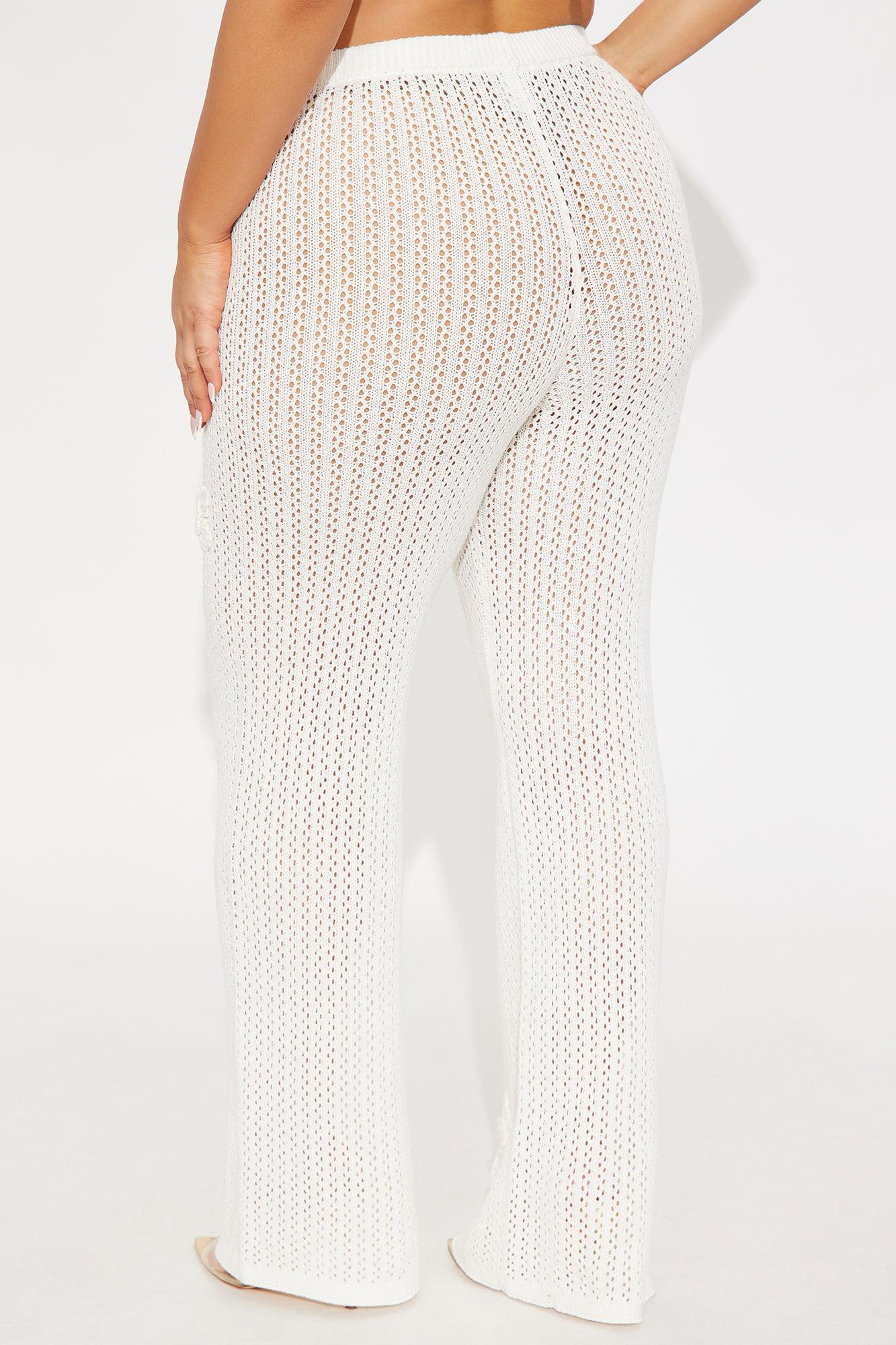 Island Breeze Embroidered Crochet Flare Pant - Cream Product Image