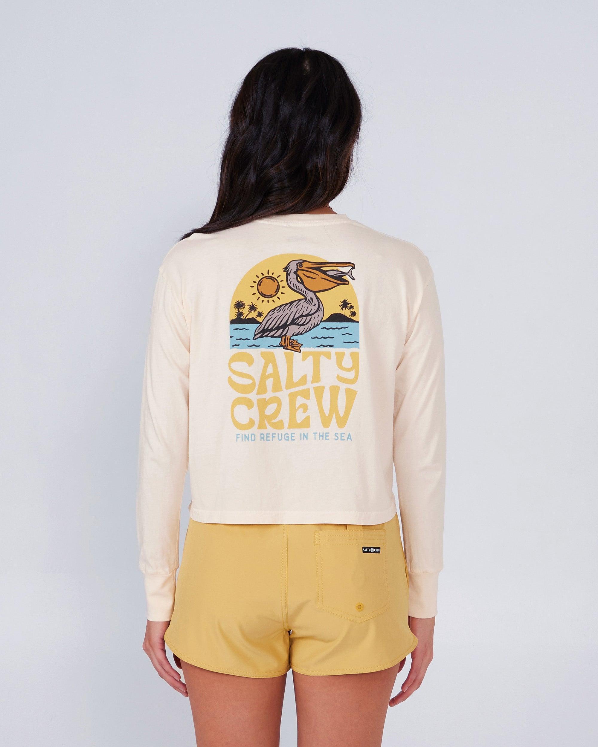 Seaside Long Sleeve Crop Tee - Bone Female Product Image