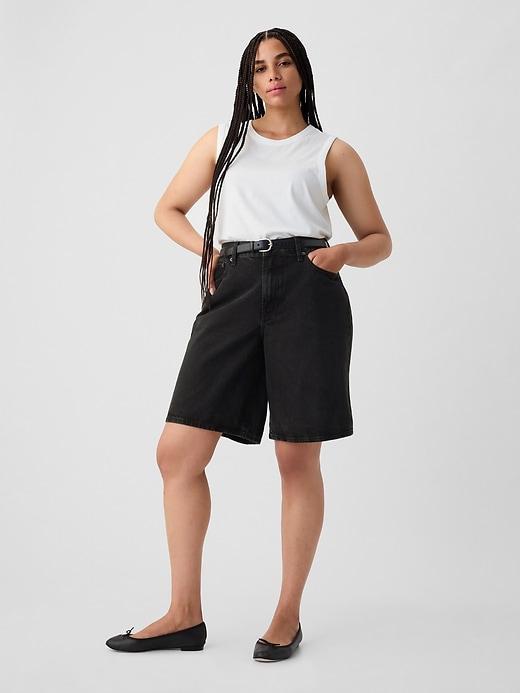 11.5" Mid Rise Longline Denim Shorts Product Image