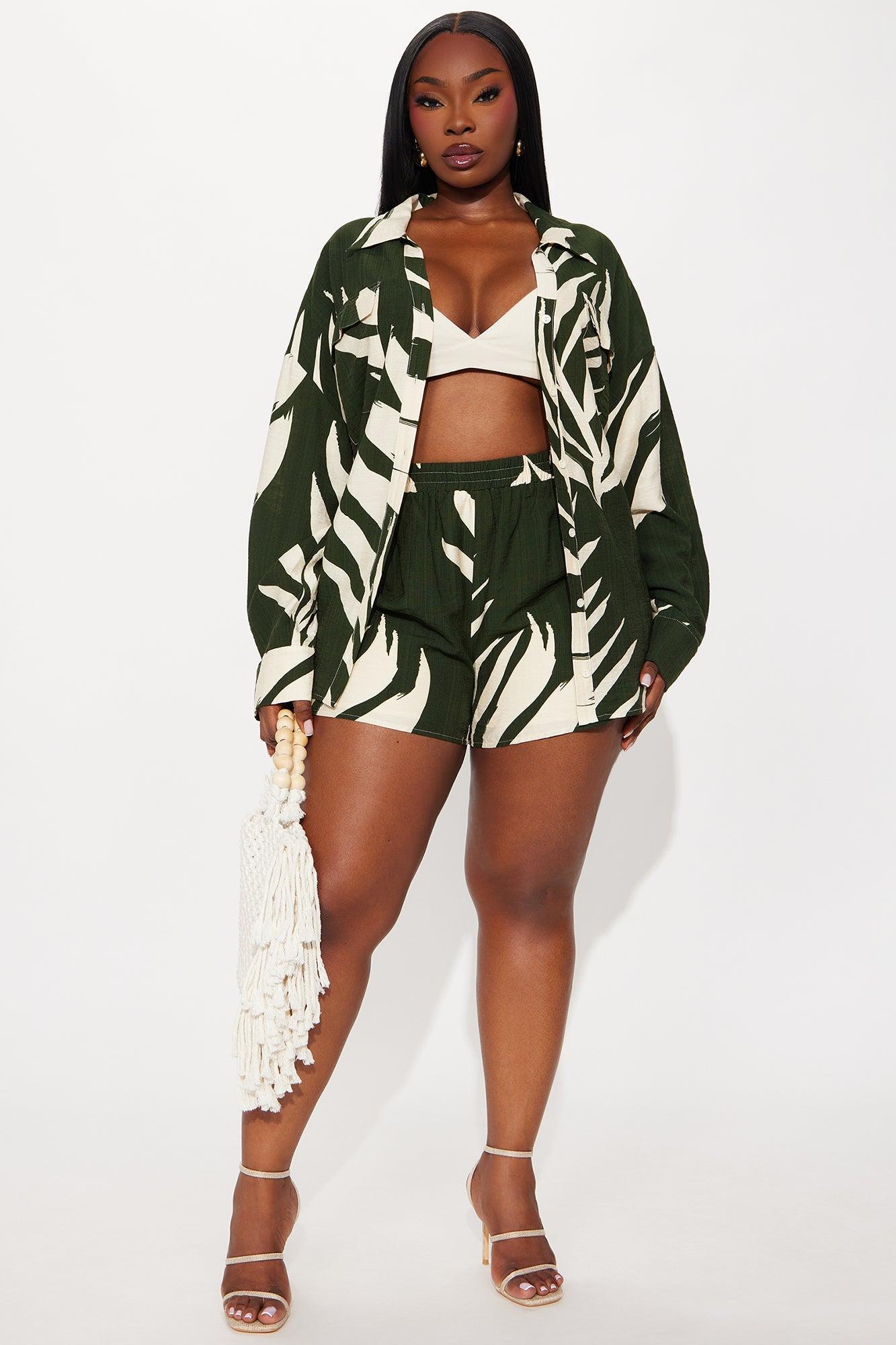 In The Tropics Linen Short Set - Hunter Product Image
