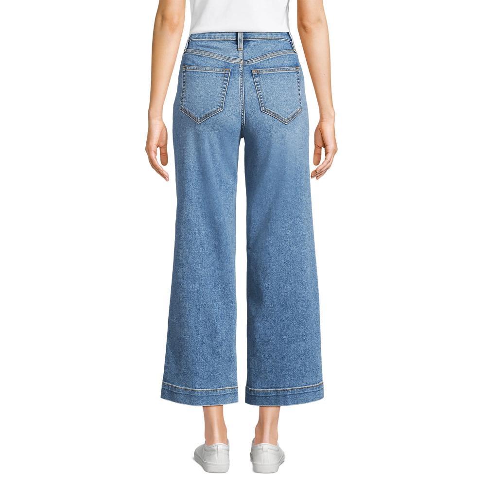 Women's Lands' End Recover Denim High Rise Wide Leg Crop Jeans, Size: 10, River Rinse Product Image