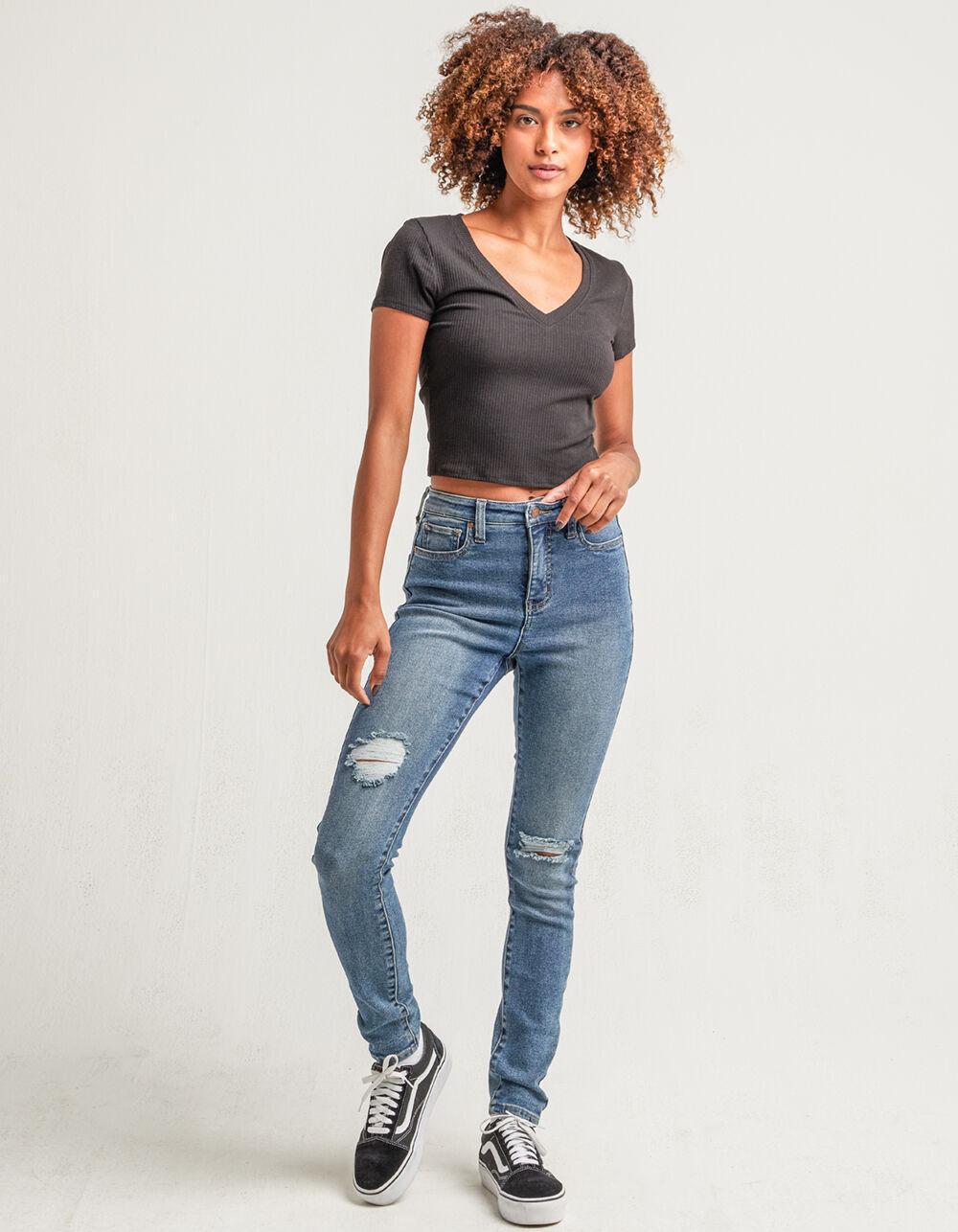 RSQ Curvy Womens High Rise Skinny Jeans - MEDIUM WASH Product Image