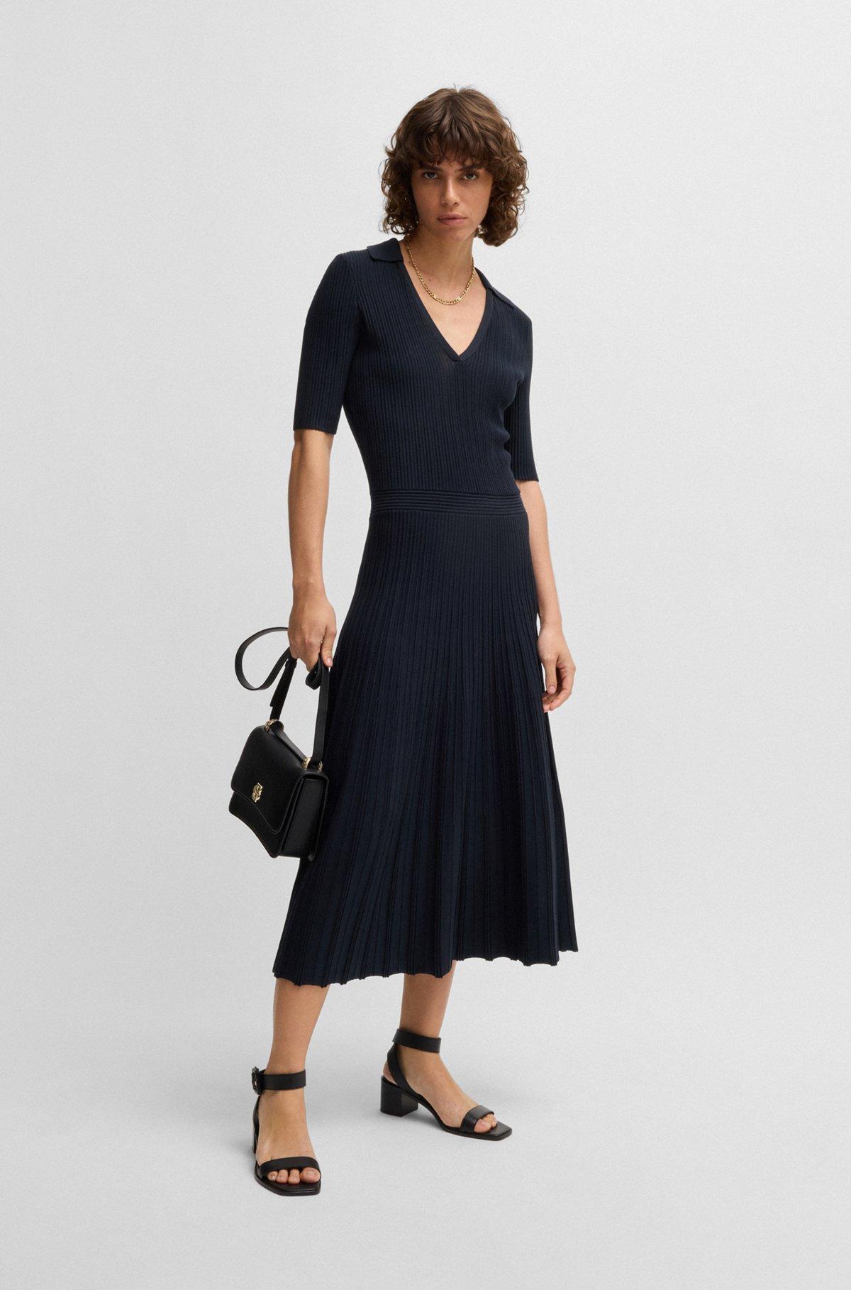 V-neck dress with ribbed structure Product Image
