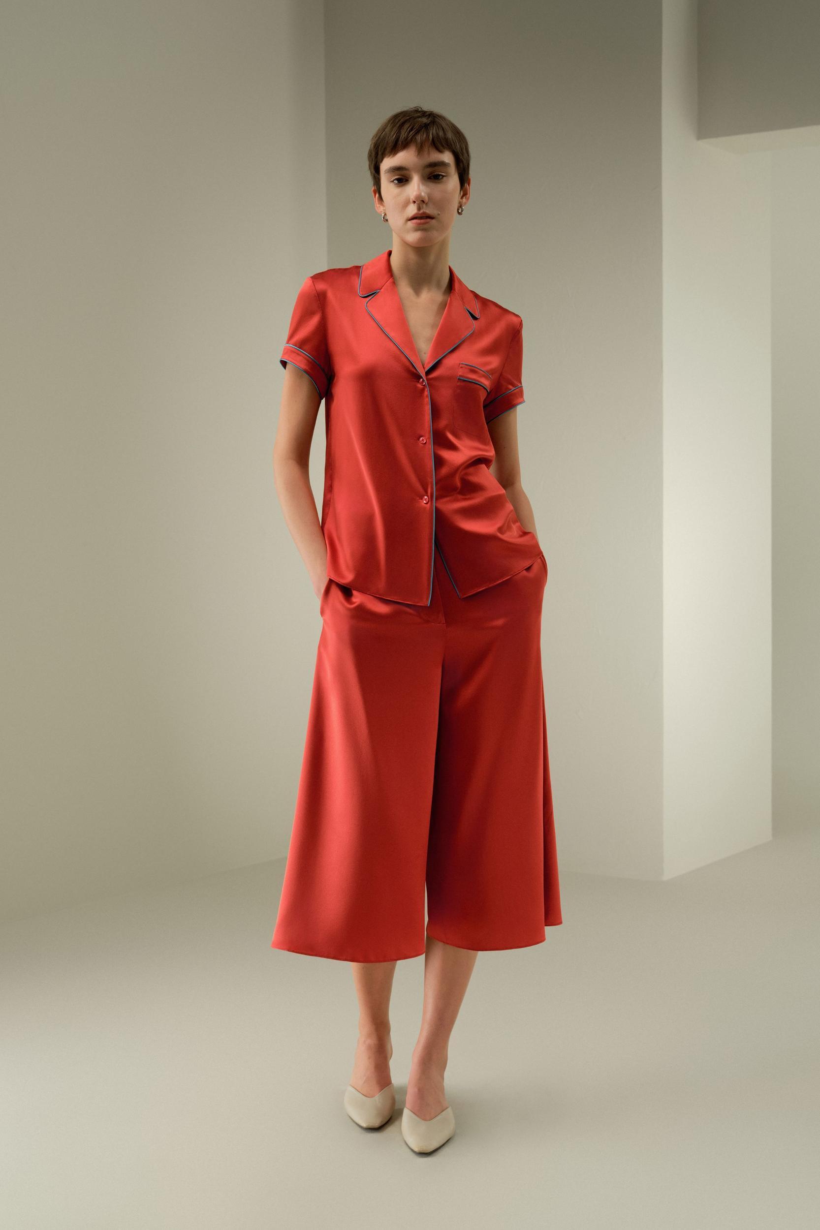 Contrast-Trimmed Silk Shirt Product Image