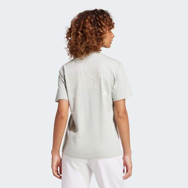 adidas Lounge Verbiage Graphic Tee Wonder Silver 2XL Womens Product Image