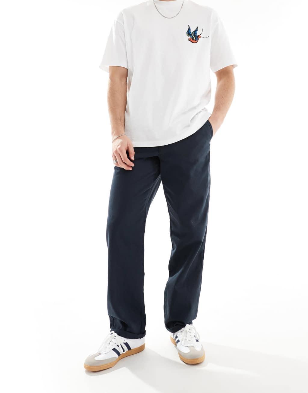 ASOS DESIGN baggy chino pants in washed navy Product Image