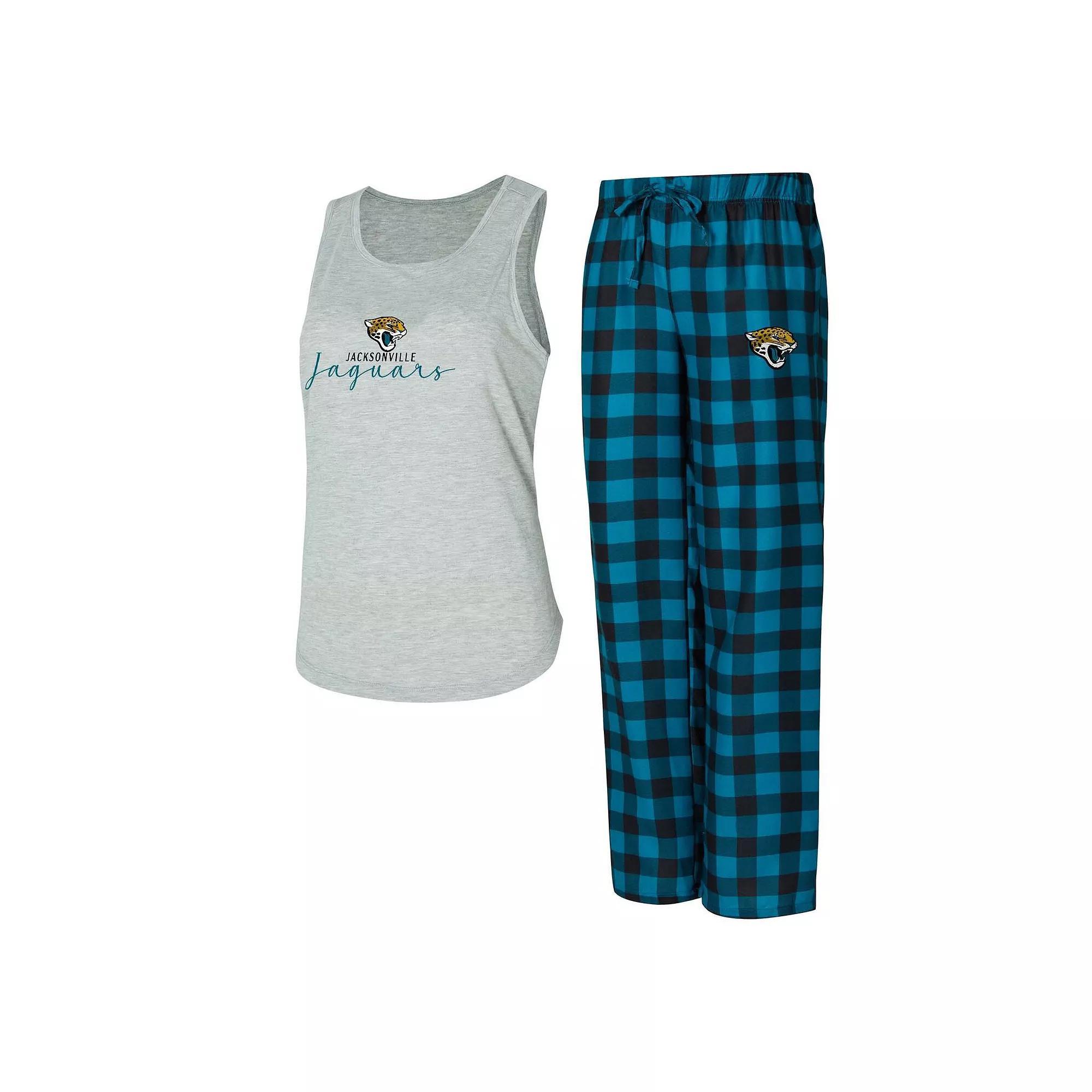 Women's Concepts Sport Gray/Teal Jacksonville Jaguars Petition Tank Top and Pants Sleep Set, Size: XL, Grey Product Image