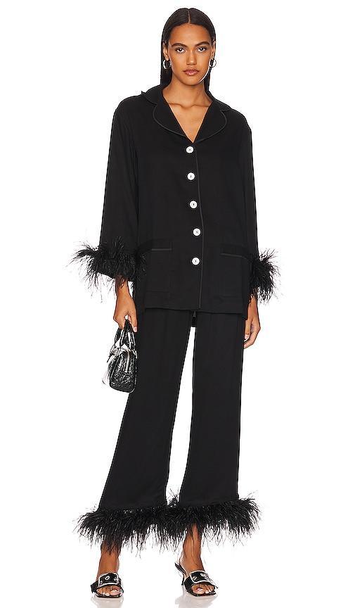 Feather-Trim Party Pajama Set Product Image
