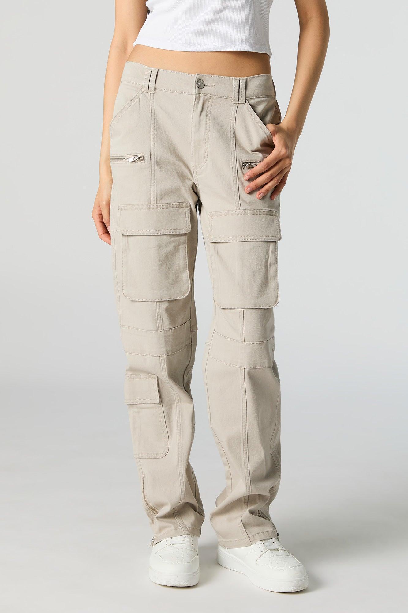 Zipper Hem Straight Leg Cargo Pant Female Product Image