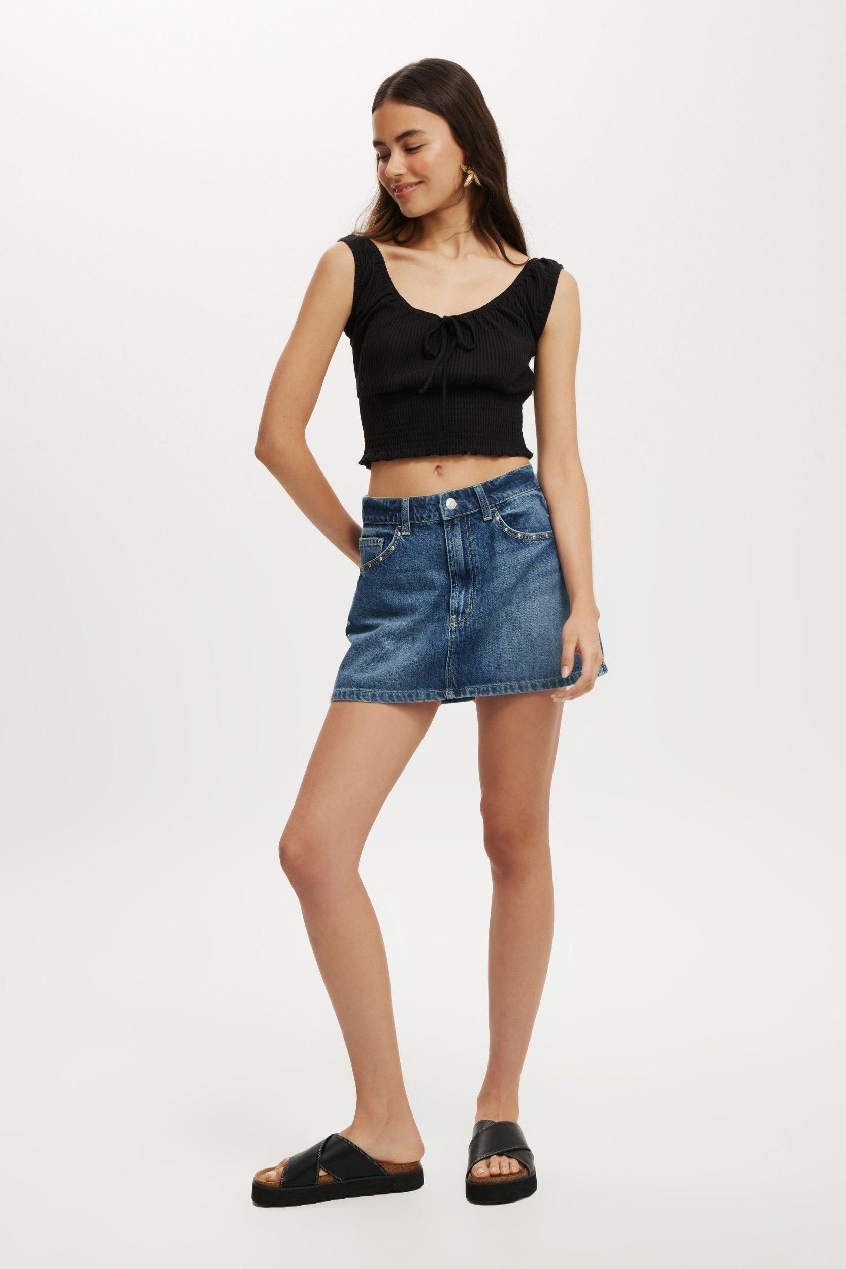 Cotton On Women - Chloe Shirred Short Sleeve Top - Black Product Image