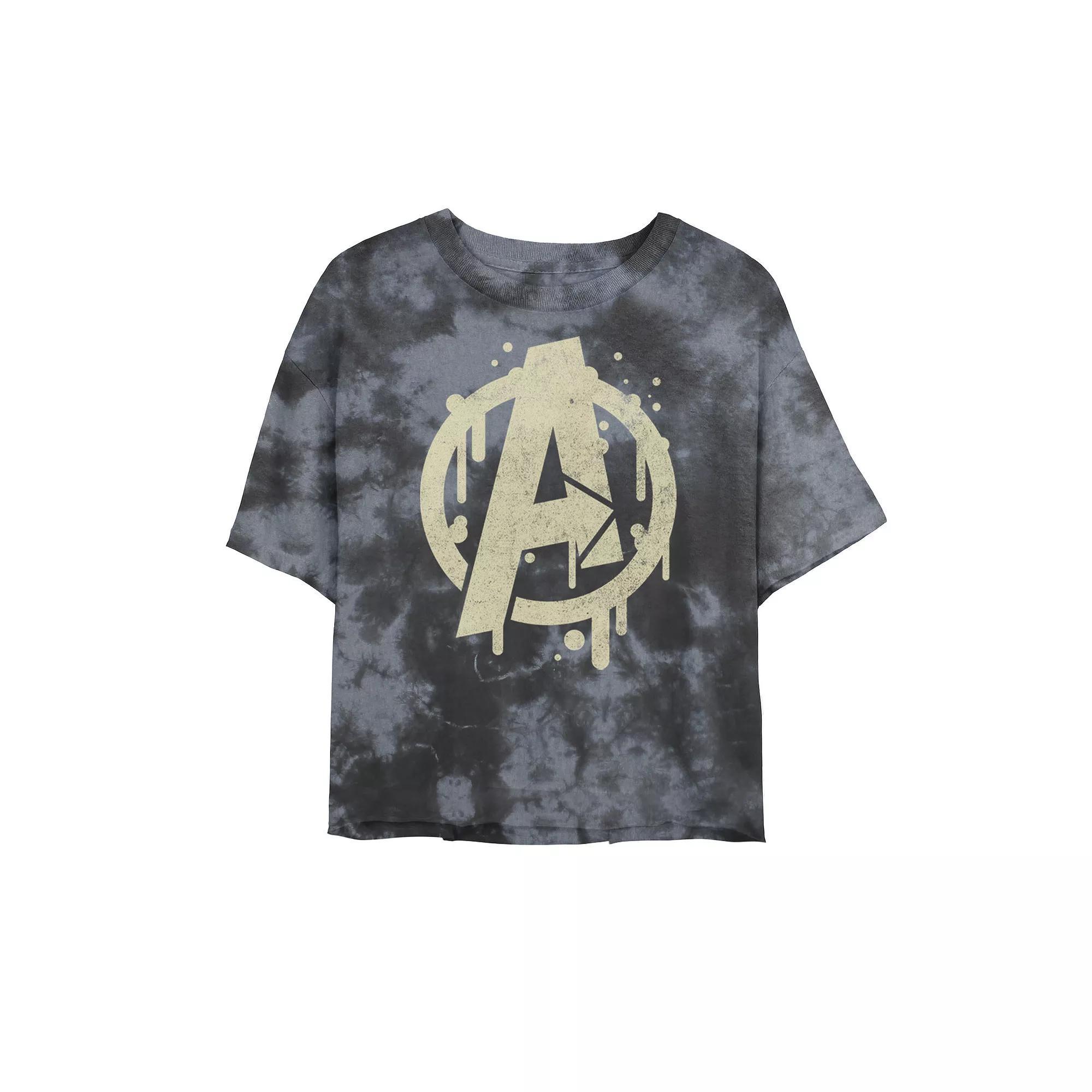 Juniors' Marvel Avengers Paint Drip Logo Tee, Girl's, Size: Small, Black Grey Product Image