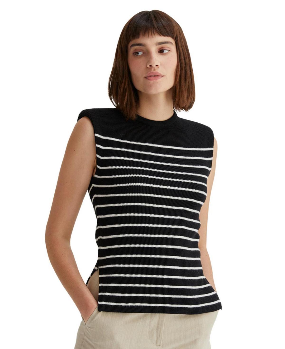 Crescent Womens Blake Sleeveless Power Shoulder Stripe Top Product Image