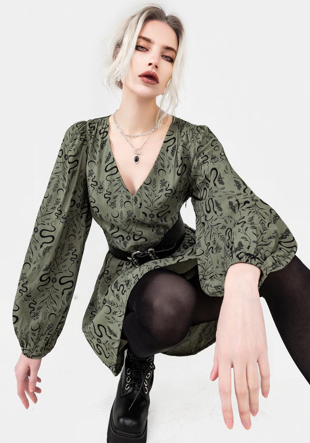 Dominion Snake Print V-Neck Mini Dress Product Image