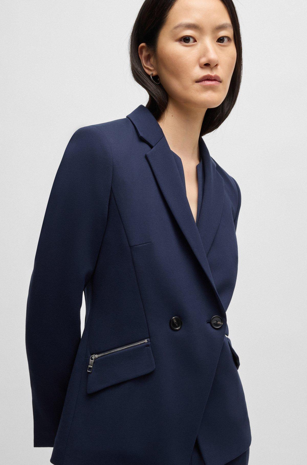 BOSS - Slim-fit blazer with zipped pockets - Dark Blue Product Image
