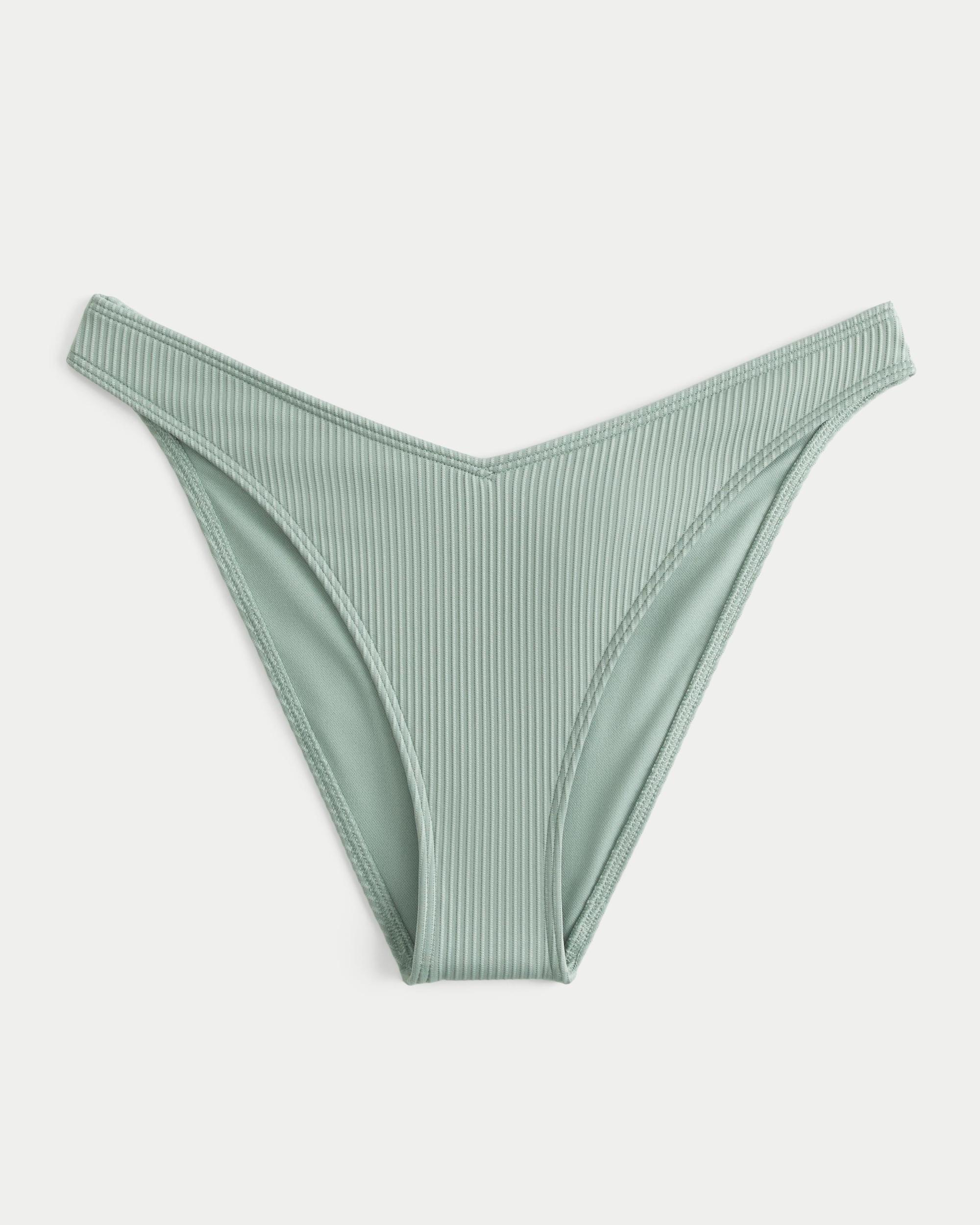Ribbed High-Leg V-Waist Cheeky Bikini Bottom Product Image