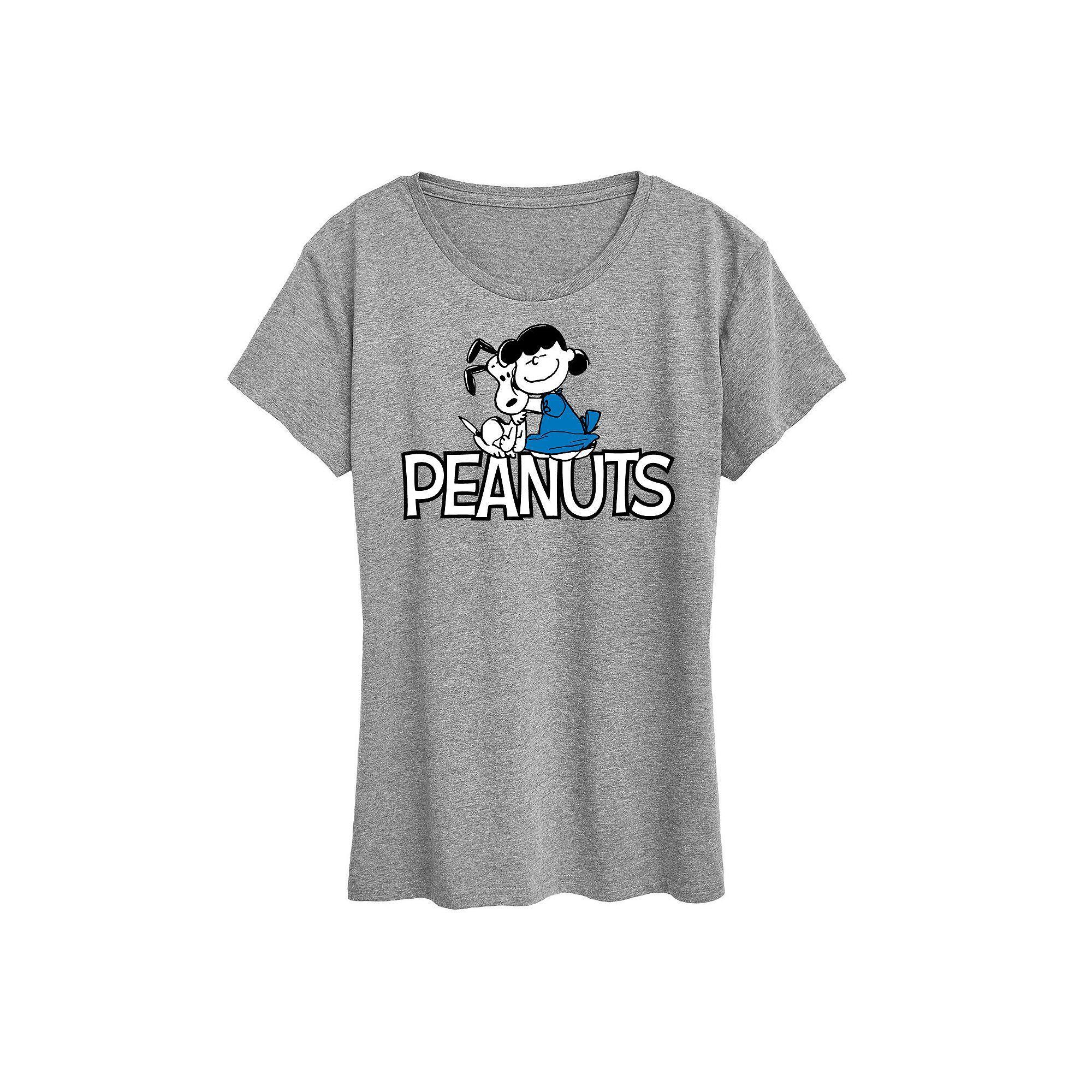 Womens Peanuts Snoopy And Lucy Logo Graphic Tee, Girls Grey Gray Product Image